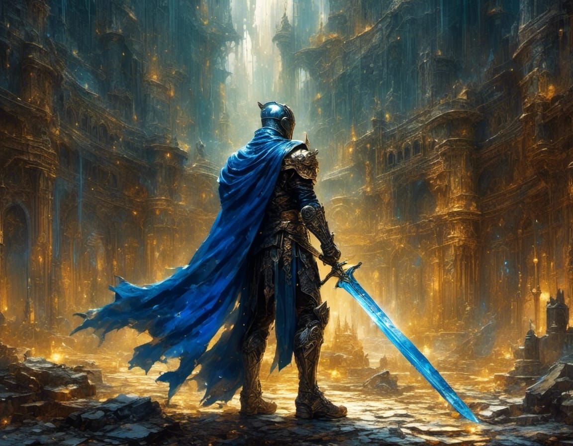 Fantasy Knight Honourguard in Abandoned Throne Room