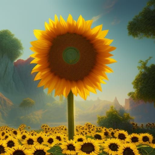 Radiant Sunflower in Detailed Fantasy Art