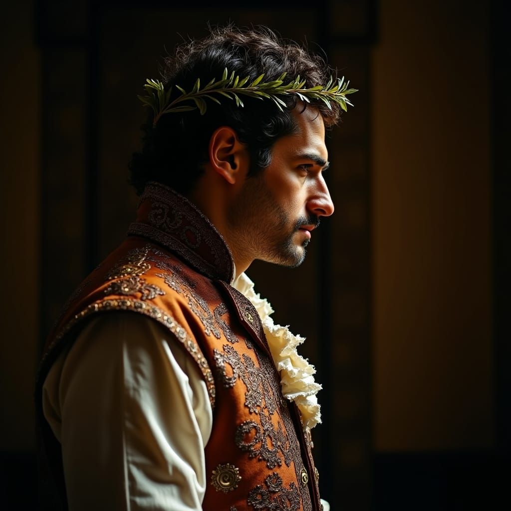 Dramatic Portrait of Spaniard in Chiaroscuro Lighting