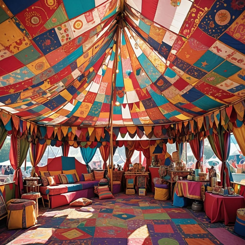 Colorful Carnival Tent Beckons with Mystery