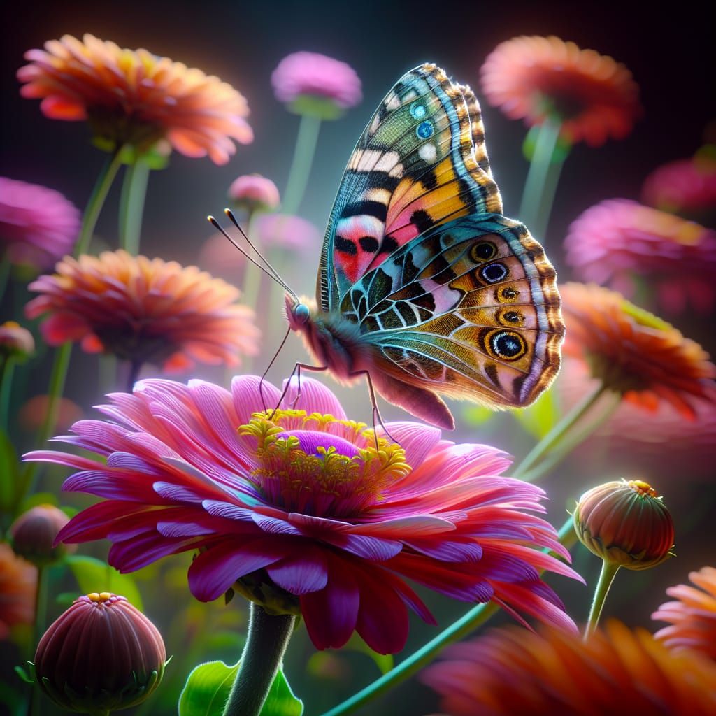 Butterfly Landing on Flower: A Hyper-Realistic Image