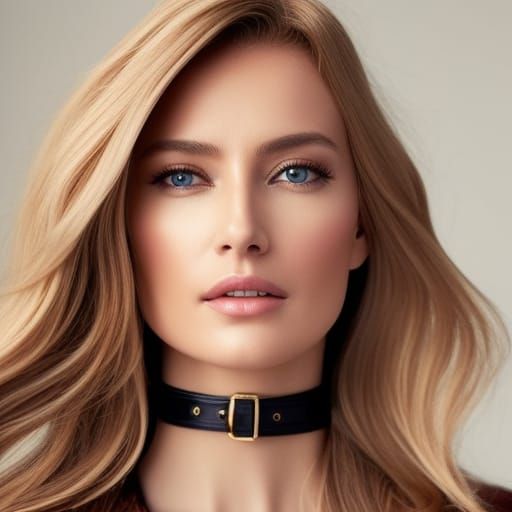 Statuesque Blonde Woman in Bikini Posing by Lake