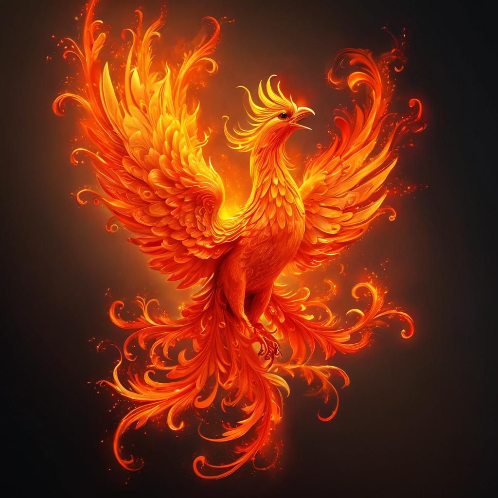 Fiery Phoenix Rising: A Digital Art Nouveau Painting