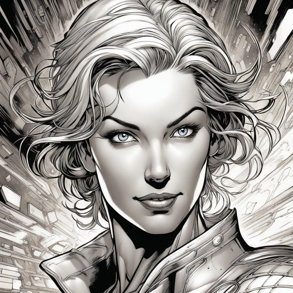 AI Personified as Smiling Woman: Comic Book Art