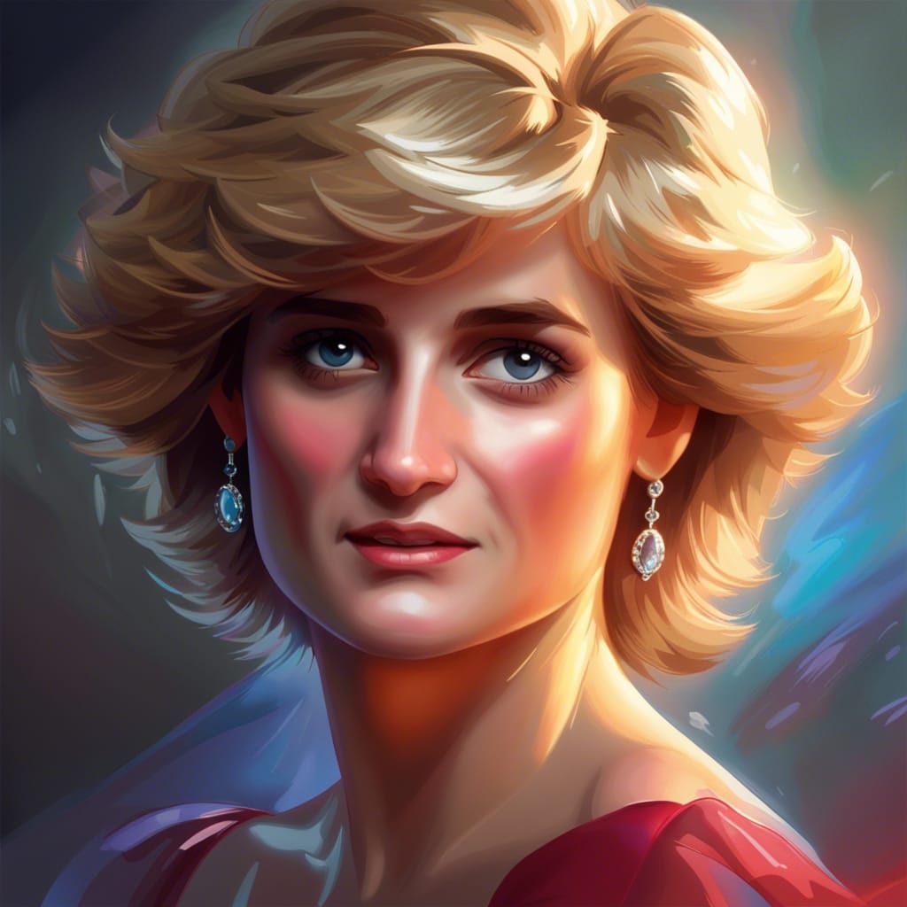 Princess Diana Portrait in Digital Art Style
