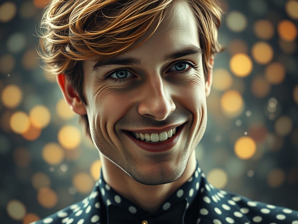 Handsome French Man Laughing in Polka Dots Style