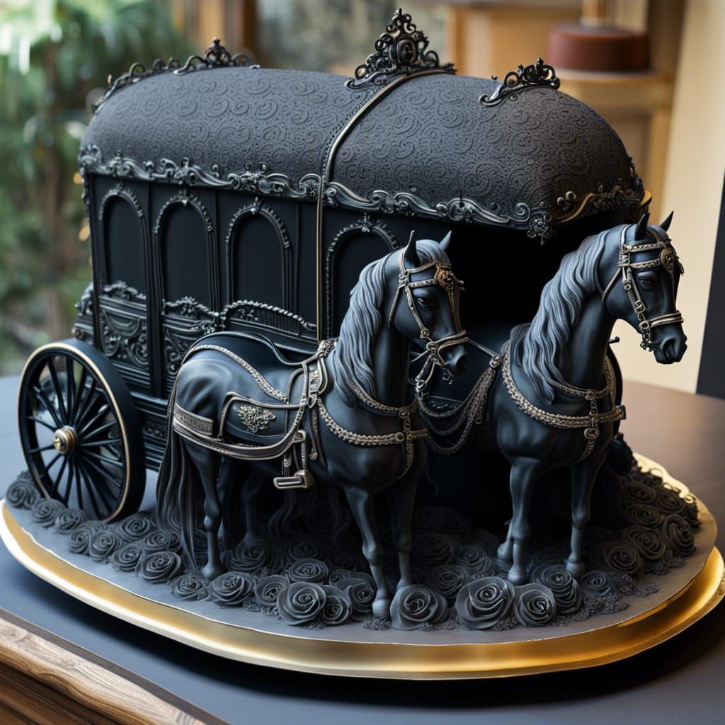 Gothic Horse drawn Hearse cake