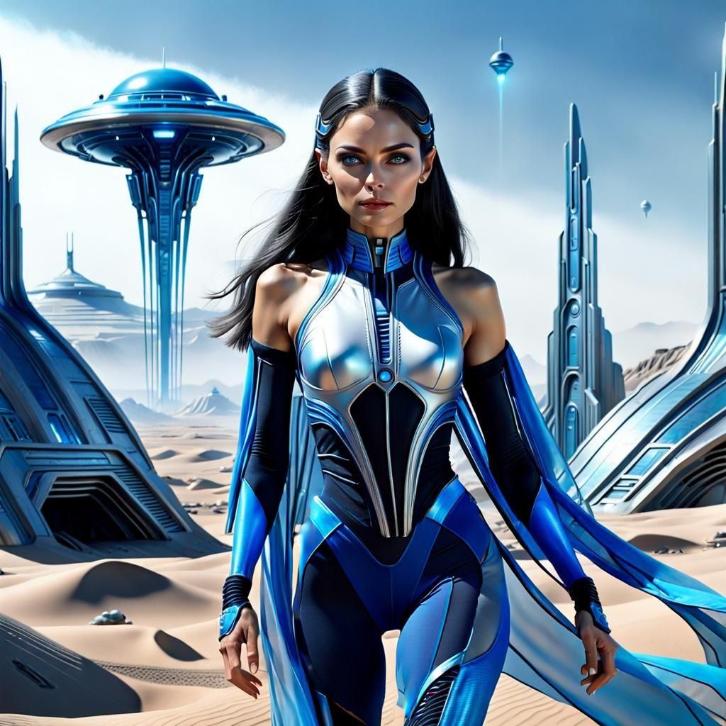 Futuristic Alien Woman in Art Deco Style