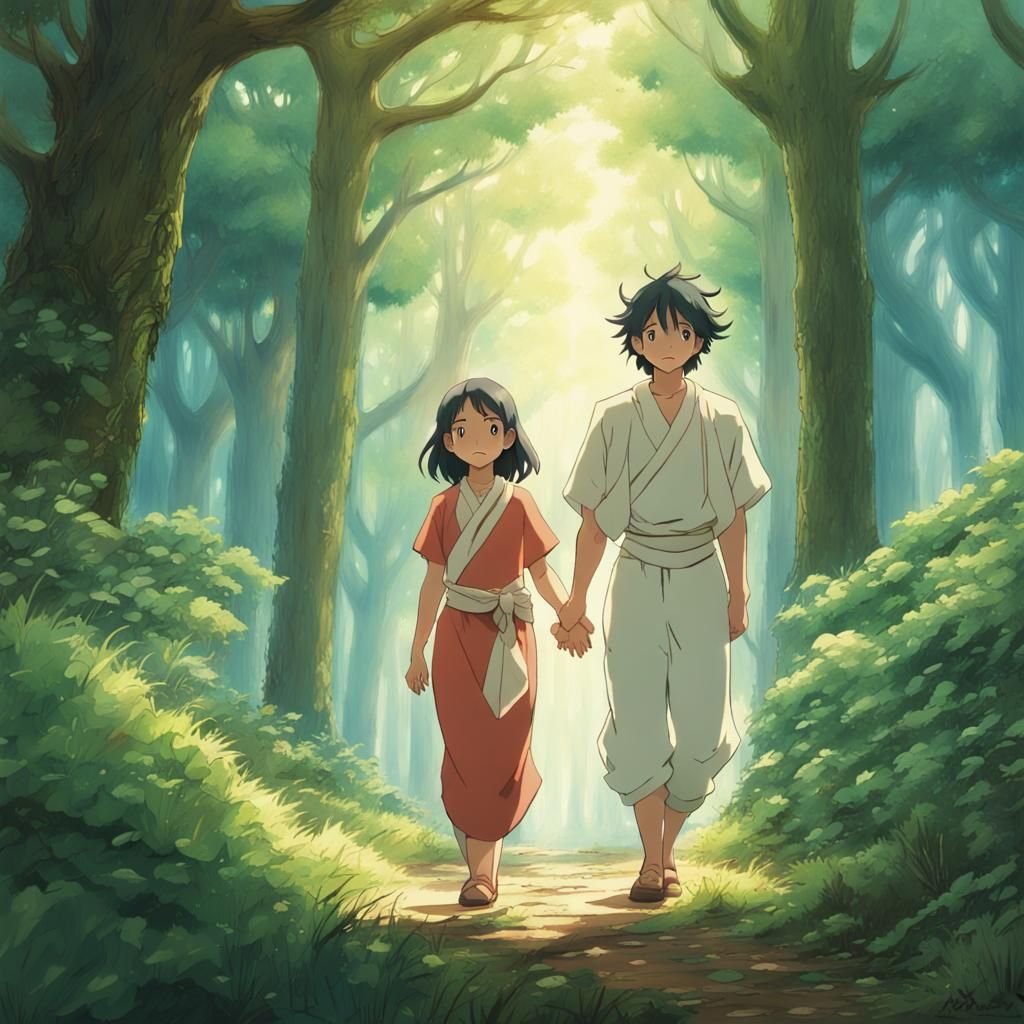 Prince Rama and Seeta: Ghibli-Style Anime Key Visual