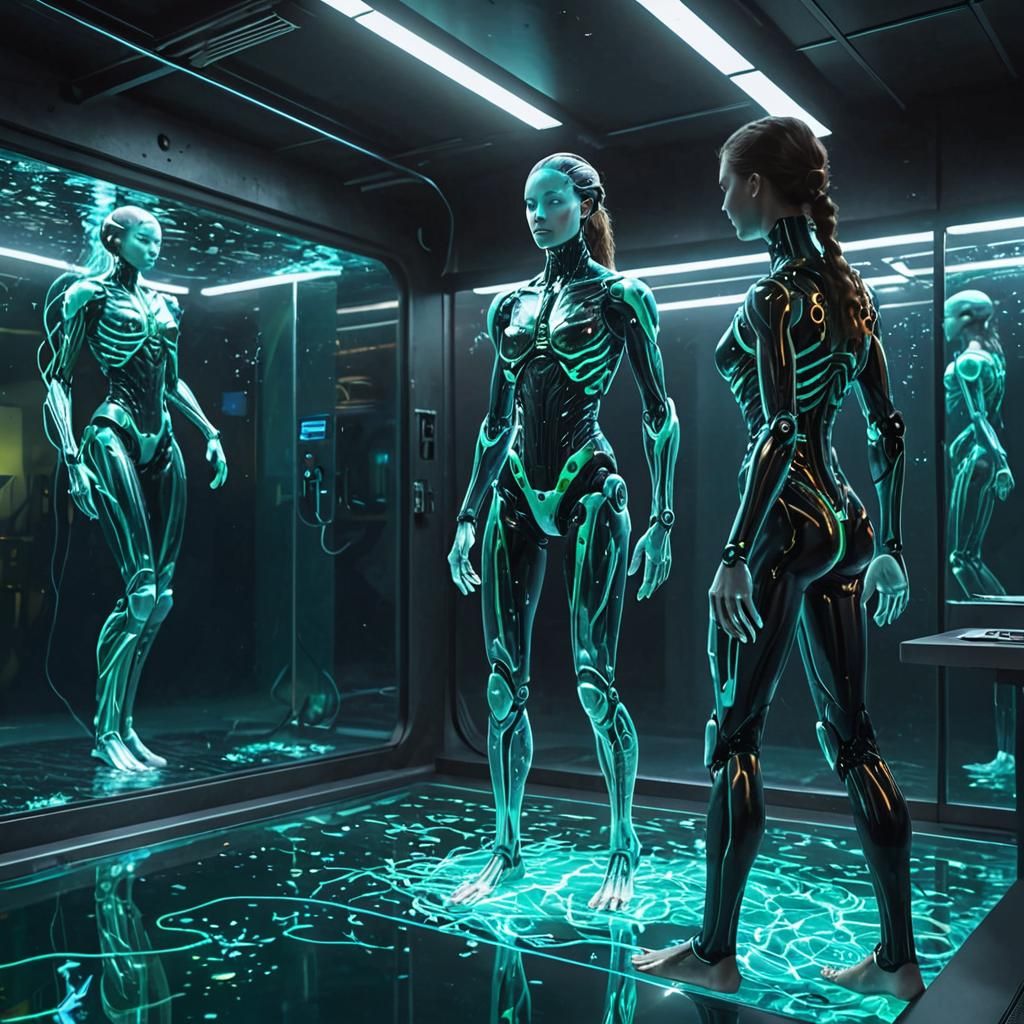 Futuristic AI Research Lab in Vivid Digital Art