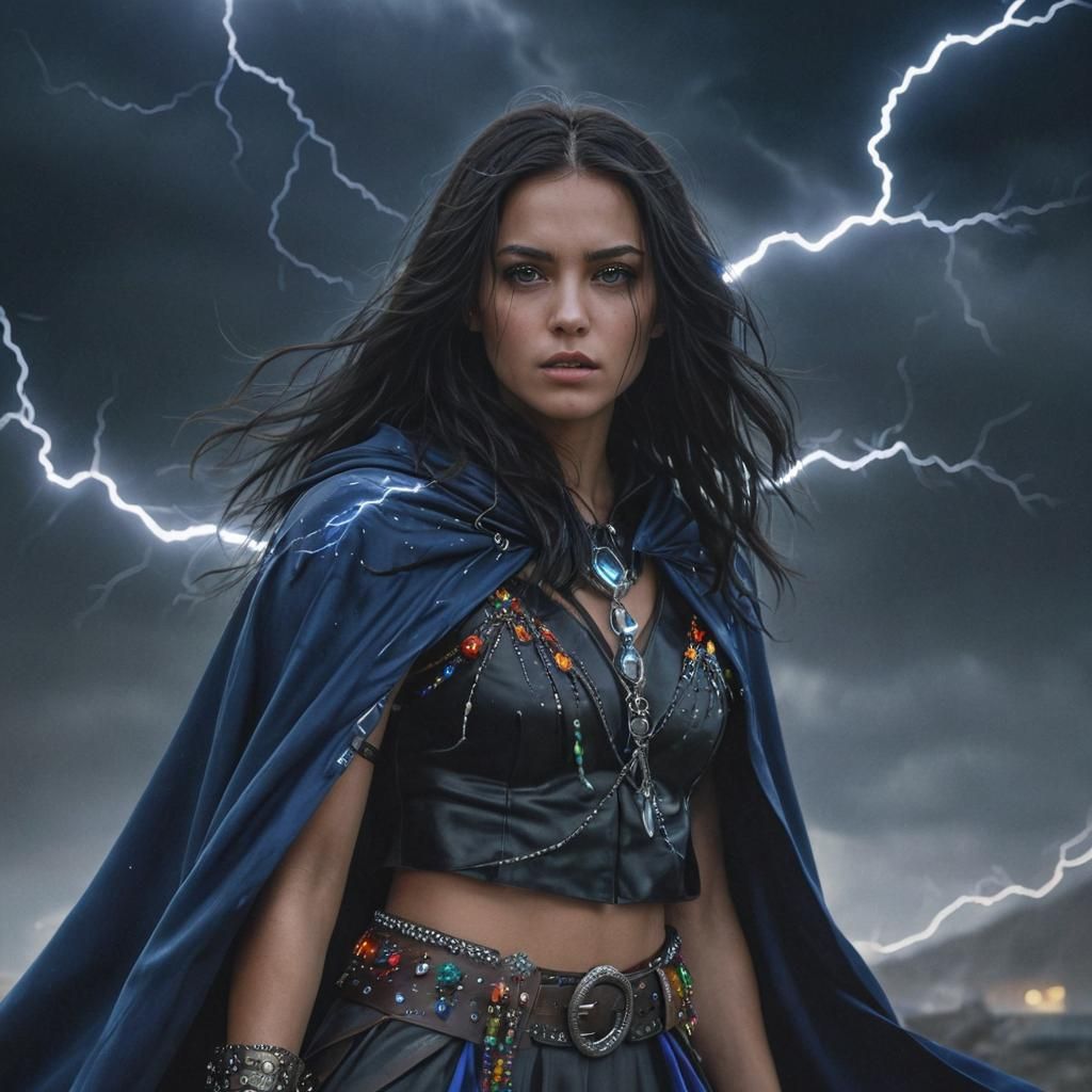 Ethereal Beauty Unleashes Lightning Fury in Hyperrealistic M...