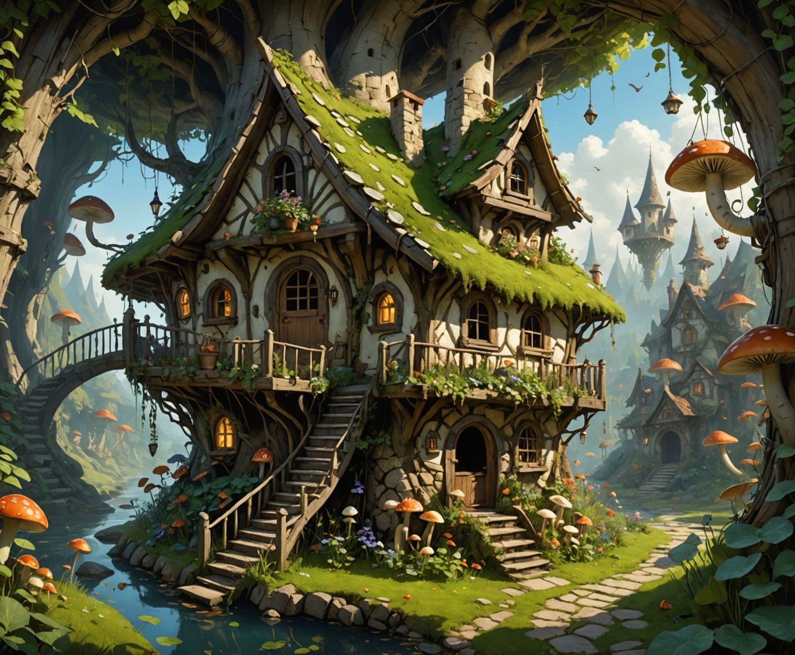 Enchanting Fairy House Interior with Lush Details