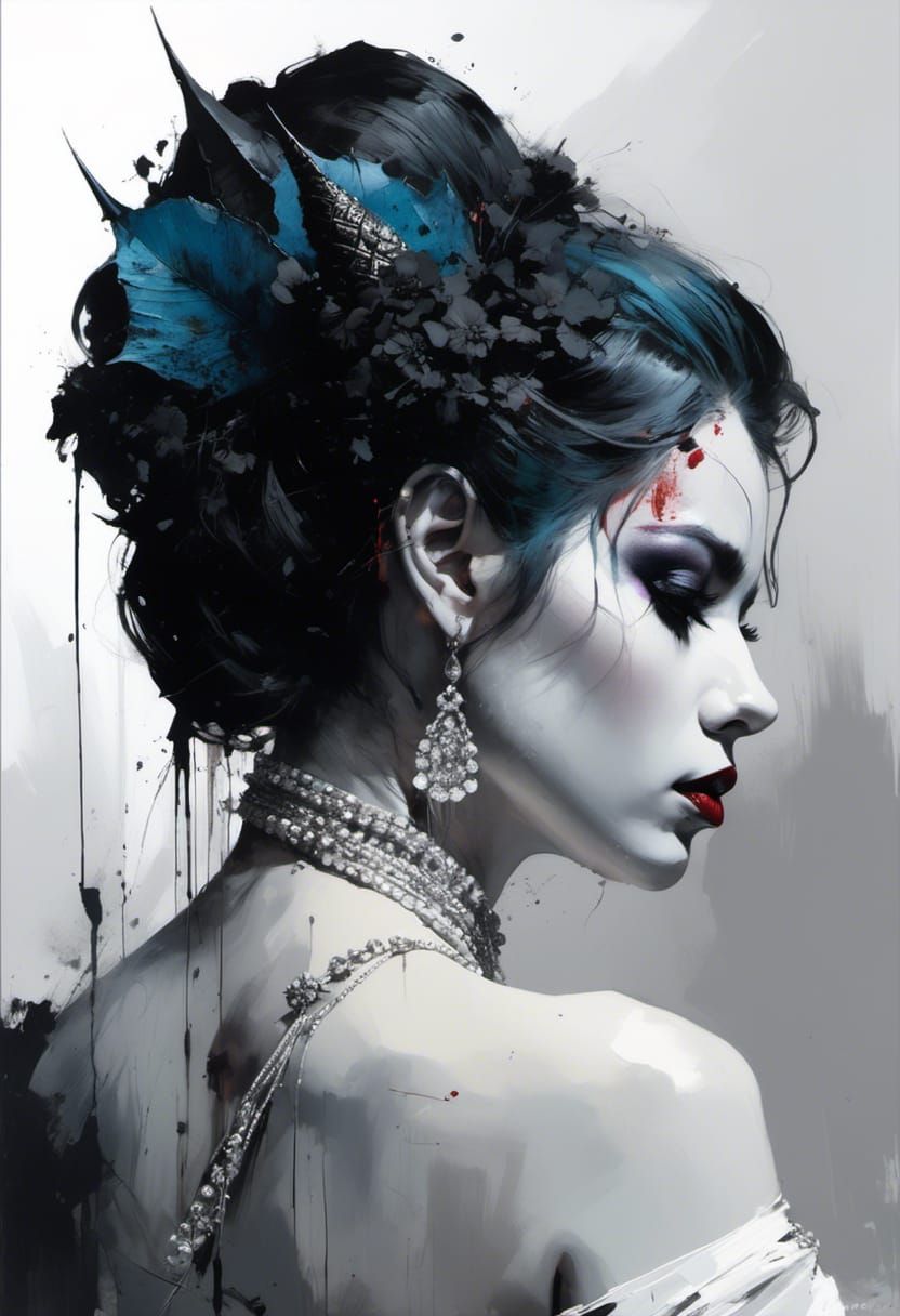Dark Vampire Queen Portrait in Oil Painting Style