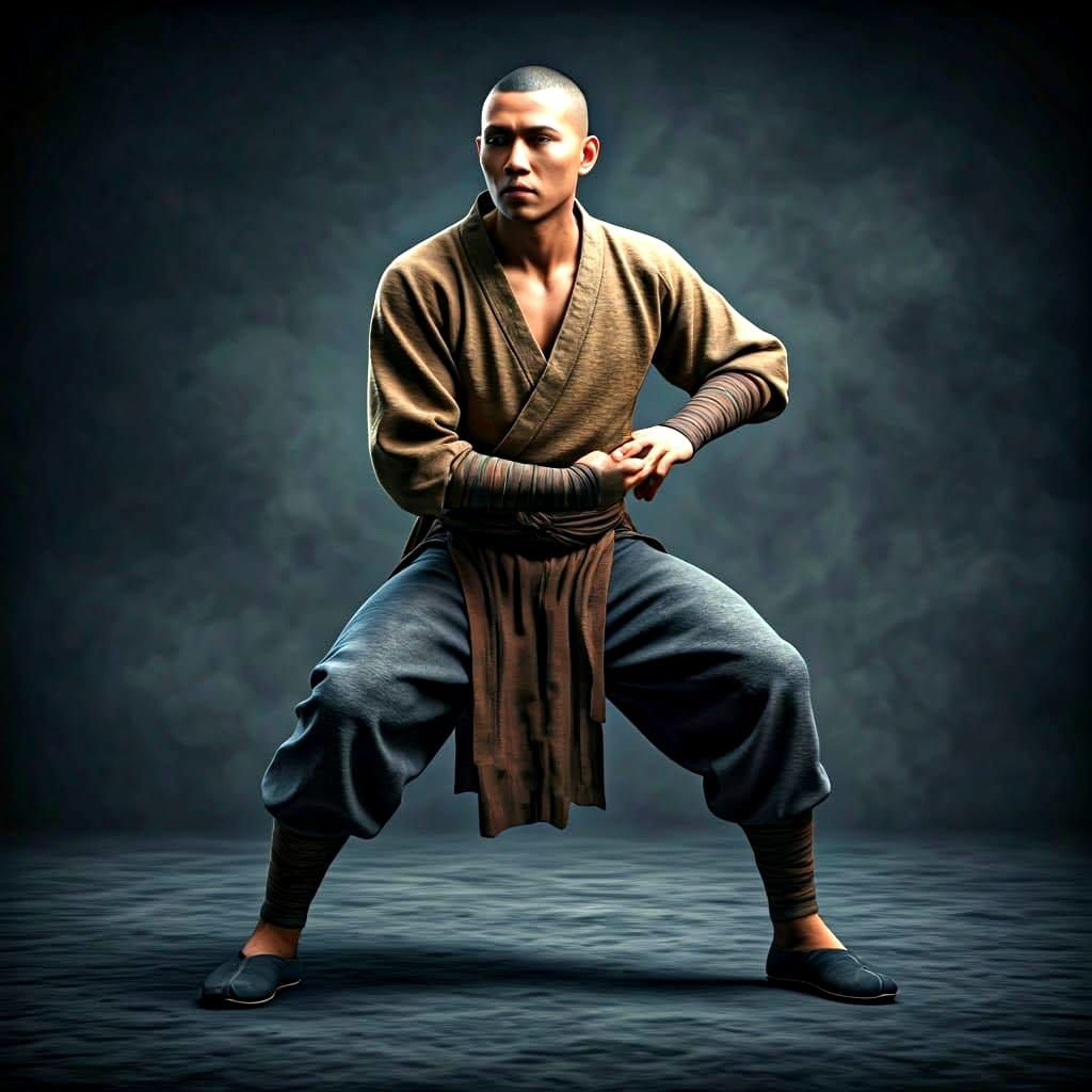 Hyperrealistic D&D Warrior Monk with Tan Skin