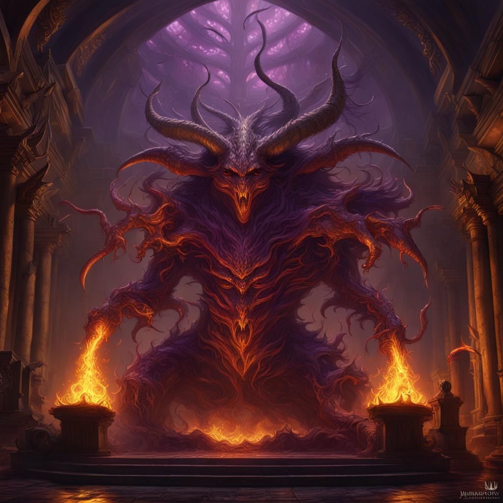 Angry Fire Manticore in Dark Fantasy Style