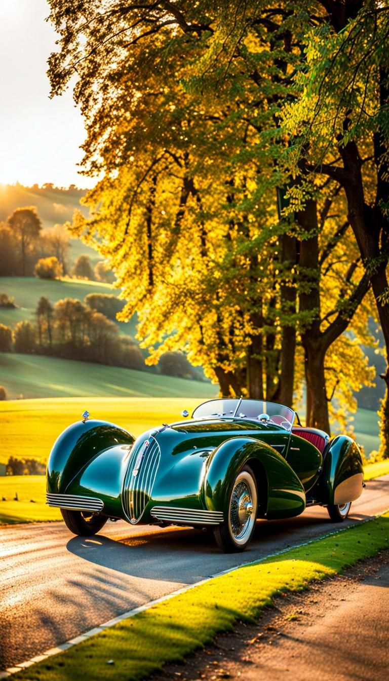 Forest Green 1938 Talbot-Lago T150C in Art Nouveau