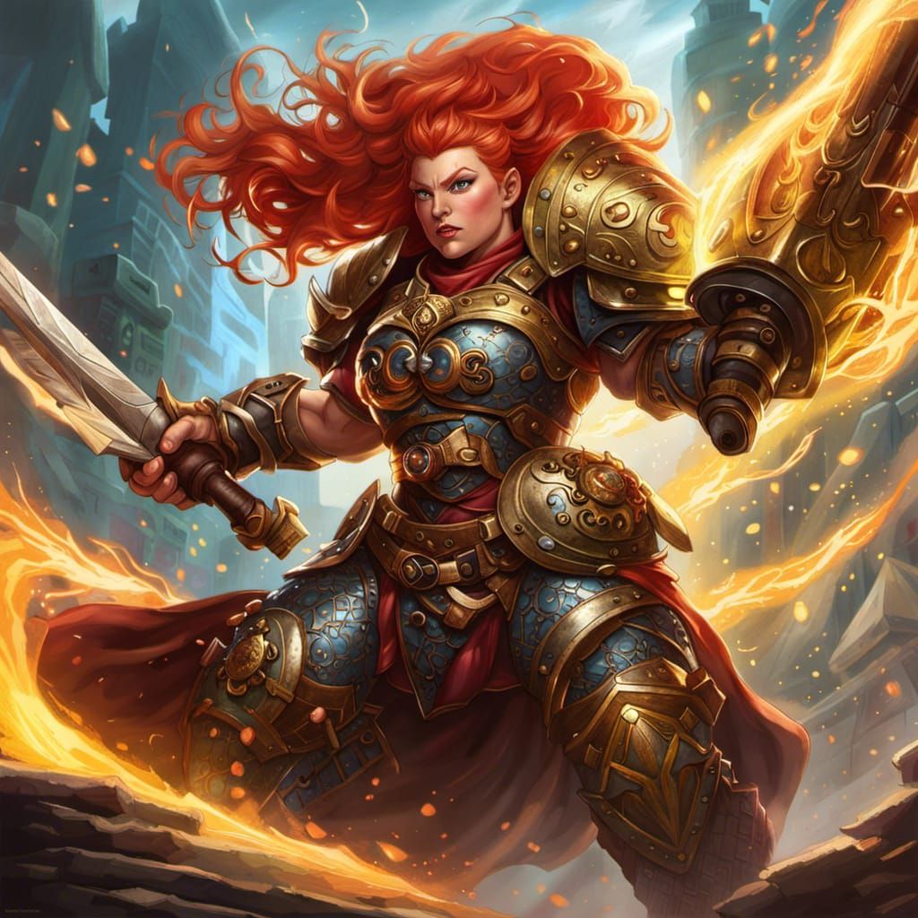 Dynamic Dwarf Warrior Strike in Cell-Shaded Style