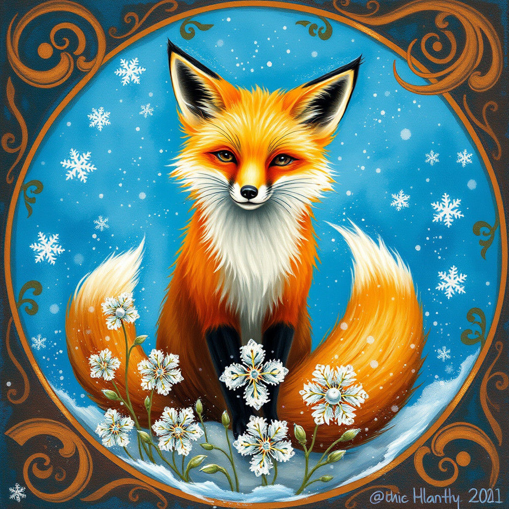 Fox in Winter Wonderland: Whimsical Illustration