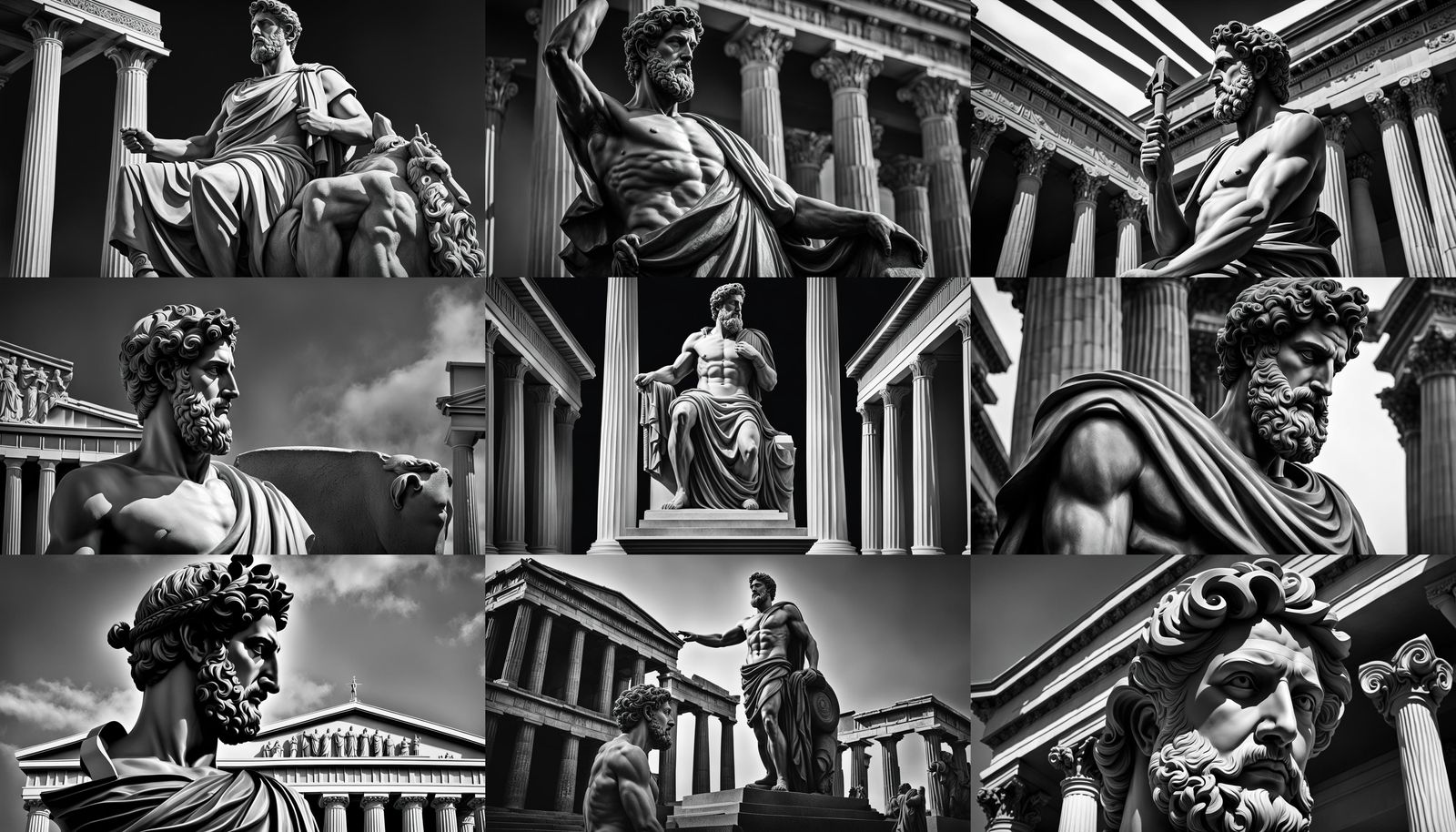 Ancient Greek Stoic Society in Black and White