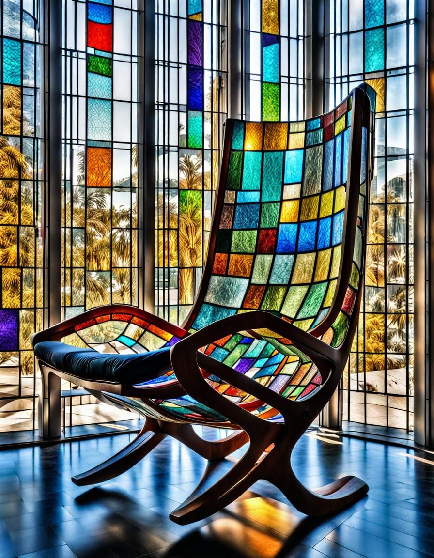 Stained Glass Chair Design in Contemporary Museum