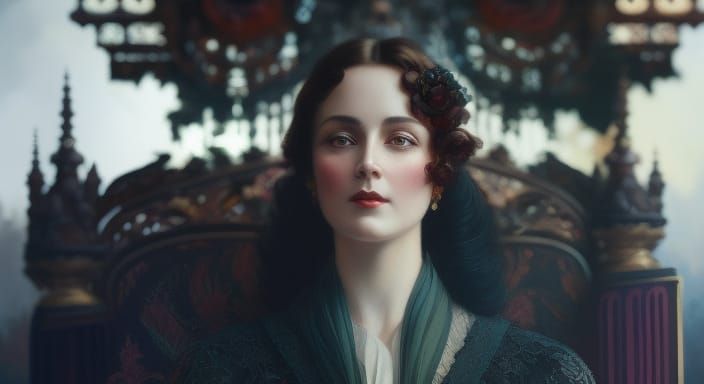 Edwardian Woman Portrait in Hyperrealistic Style