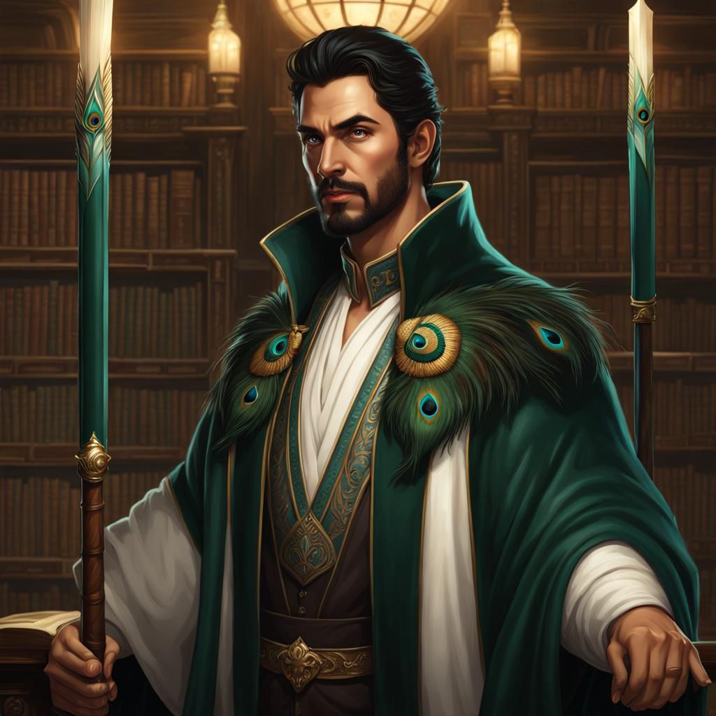 Suave Man in Lavish Library: Hyperdetailed Portrait