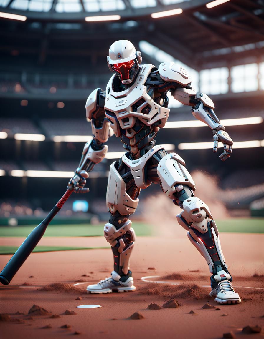 Cyborg Baseball Player in Sci-Fi Cinematic Style