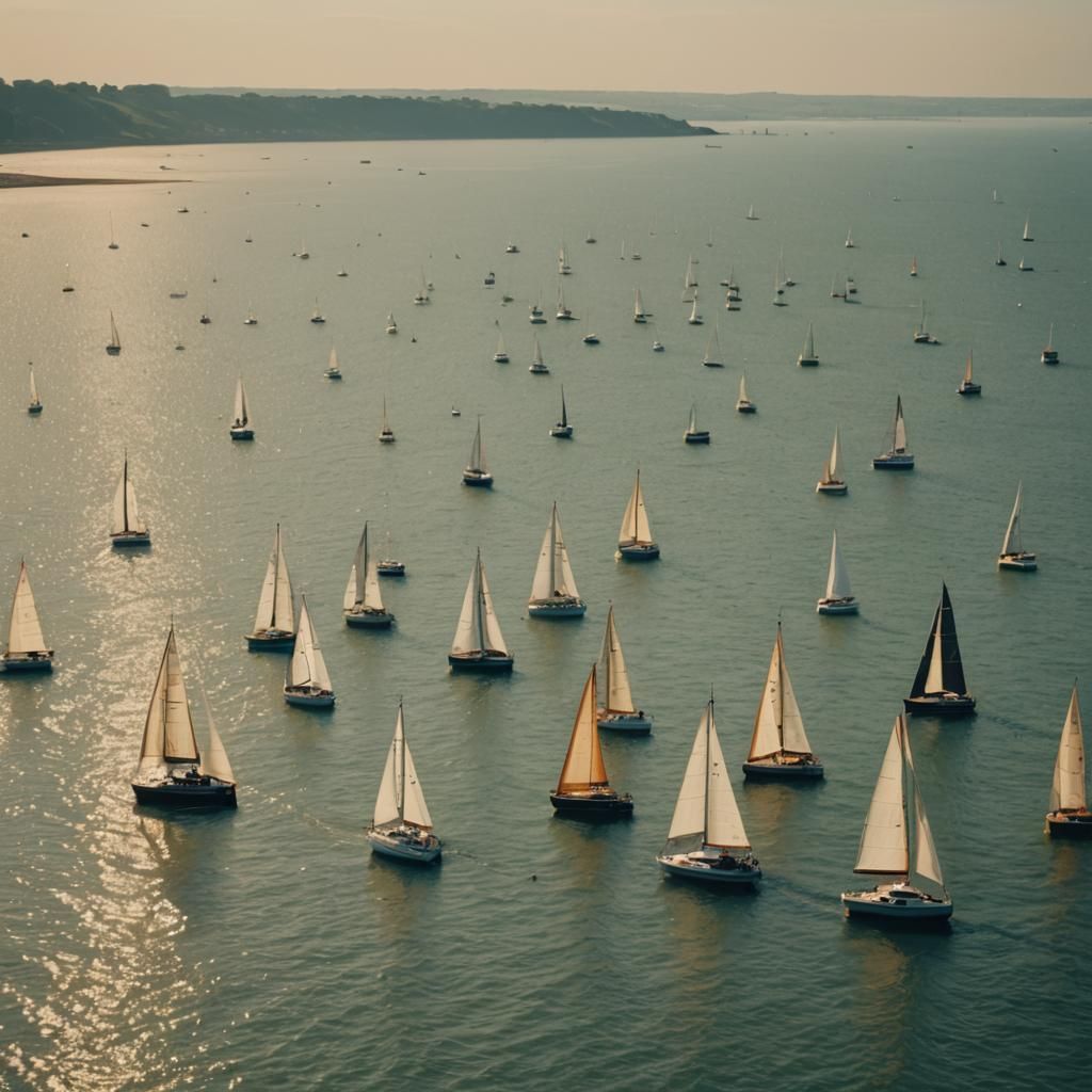 Picturesque Solent View with Yachts in Golden Light
