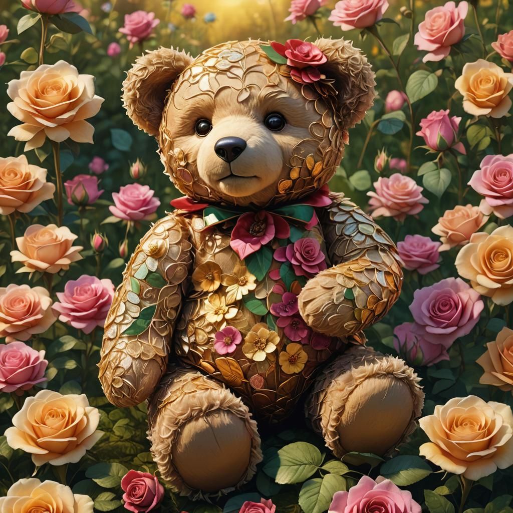Teddy Bear in Rose: 3D Conceptual Illustration