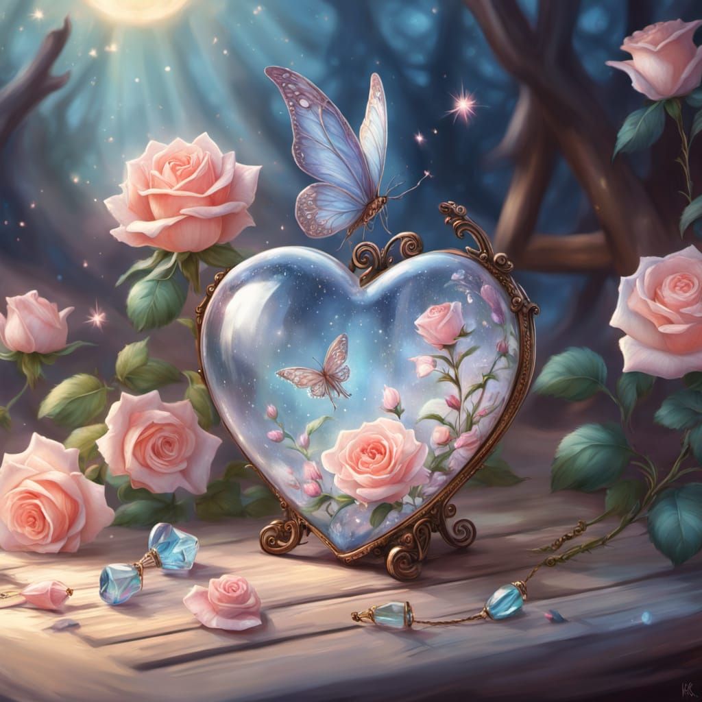 Ethereal Heart-Shaped Vial with Fairy Wings