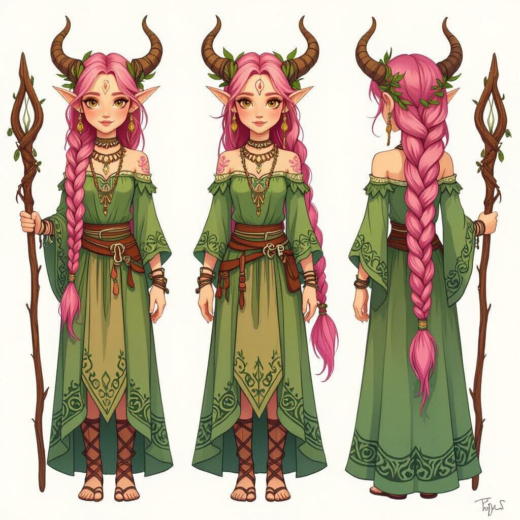 Detailed Fantasy Elf Character Sheet in Fairy Style