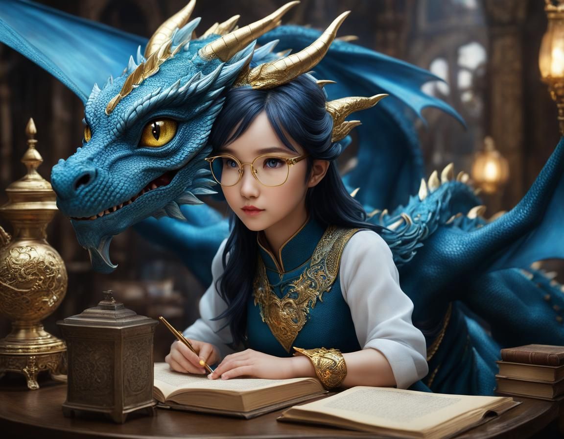 Blue and Gold Dragon in Crafting Room