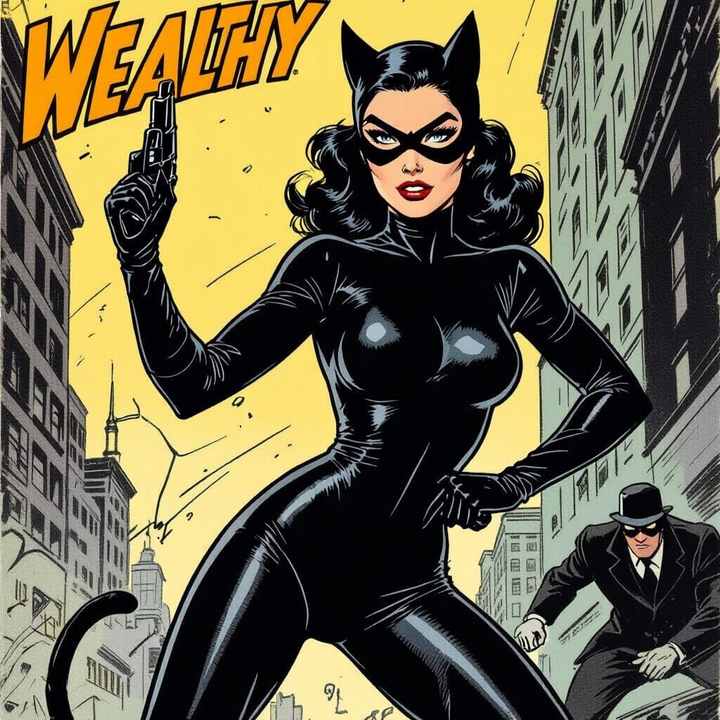 Socialite Superhero in Noir Comic Book Style