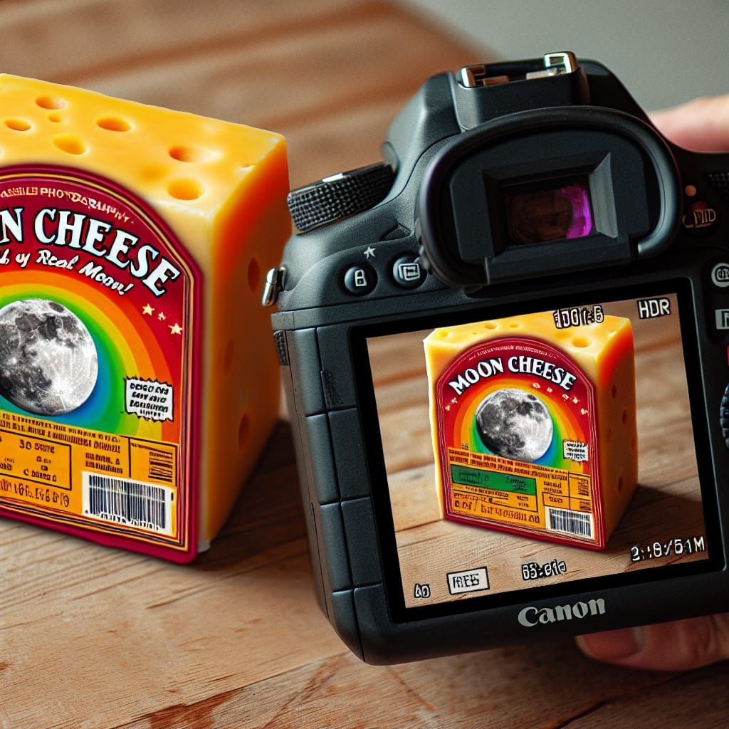 Hyperrealistic Moon Cheese Block on Kitchen Table