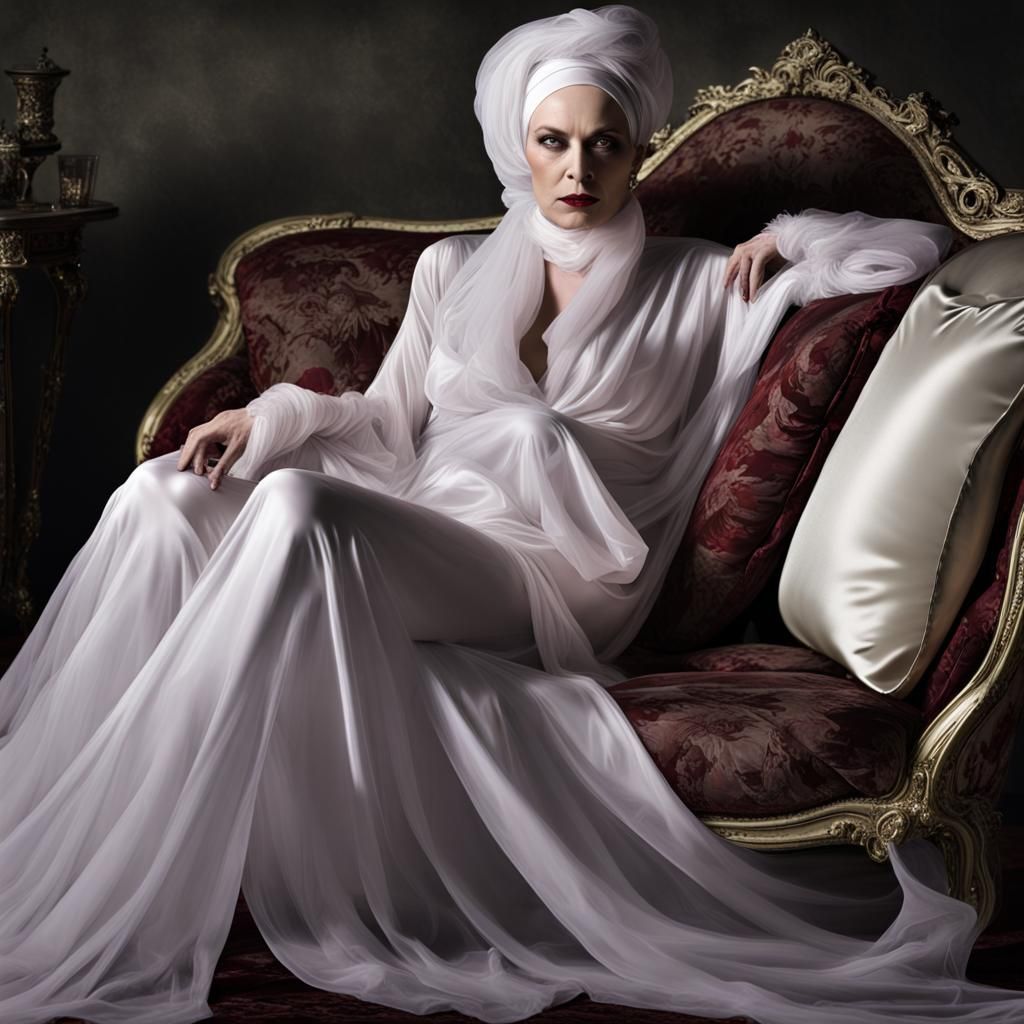 Mature White Statuesque Woman Female Vampire Countess Reclin...