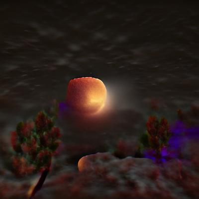 Dramatic Lunar Eclipse with Volumetric Lighting