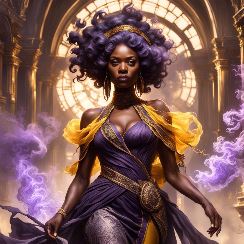 Black Woman in Smoke Dress: Dark Fantasy Art