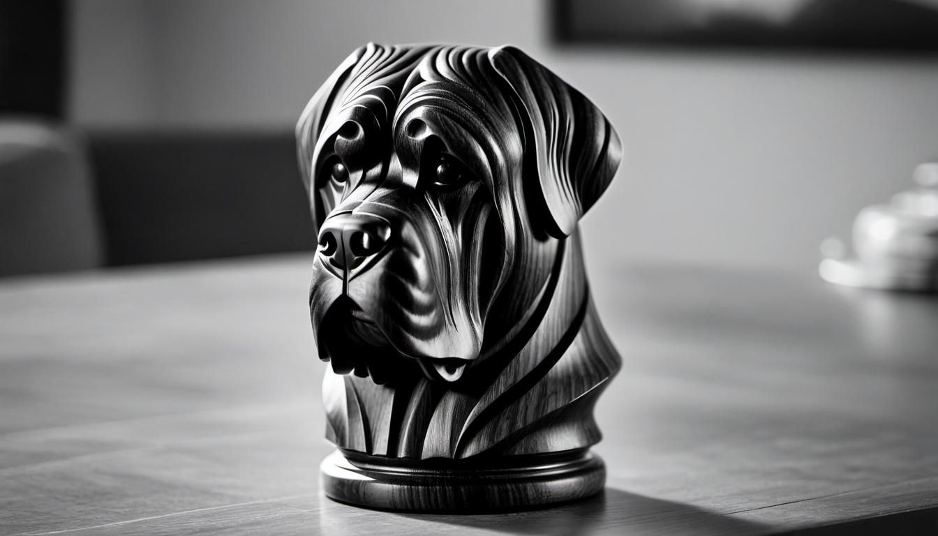 English Mastiff Chess Piece in Black and White