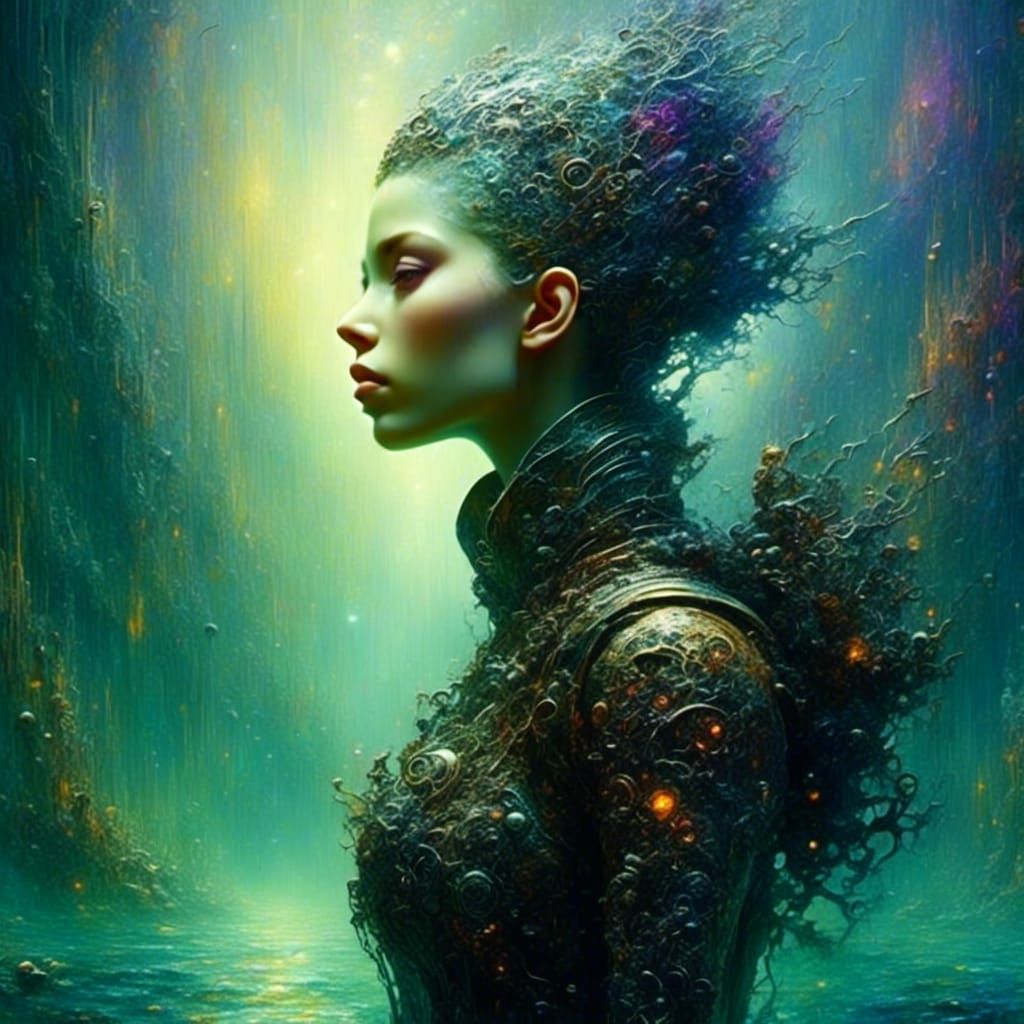 Futuristic Mercenary in Hyperrealistic Splash Art Style