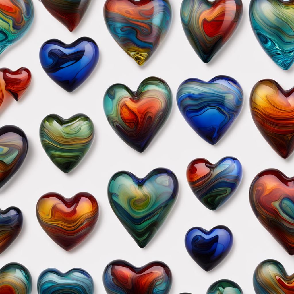 Blown Glass Heart Sculpture