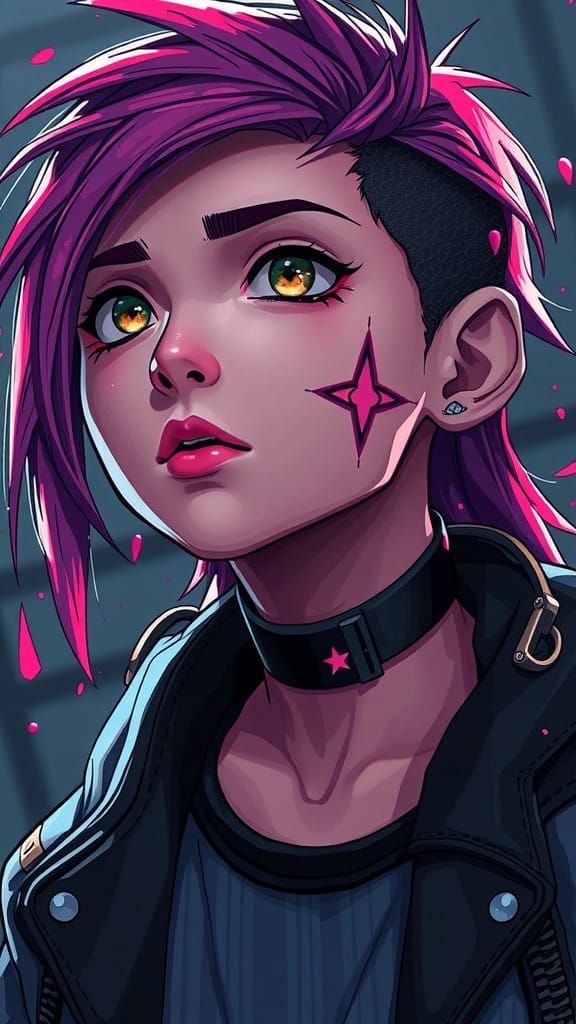 Gothic Cartoon Portrait in Triadic Colors with Volumetric Li...