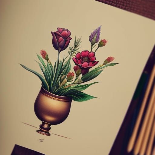 Tattoo Design: Floral Chalice 9