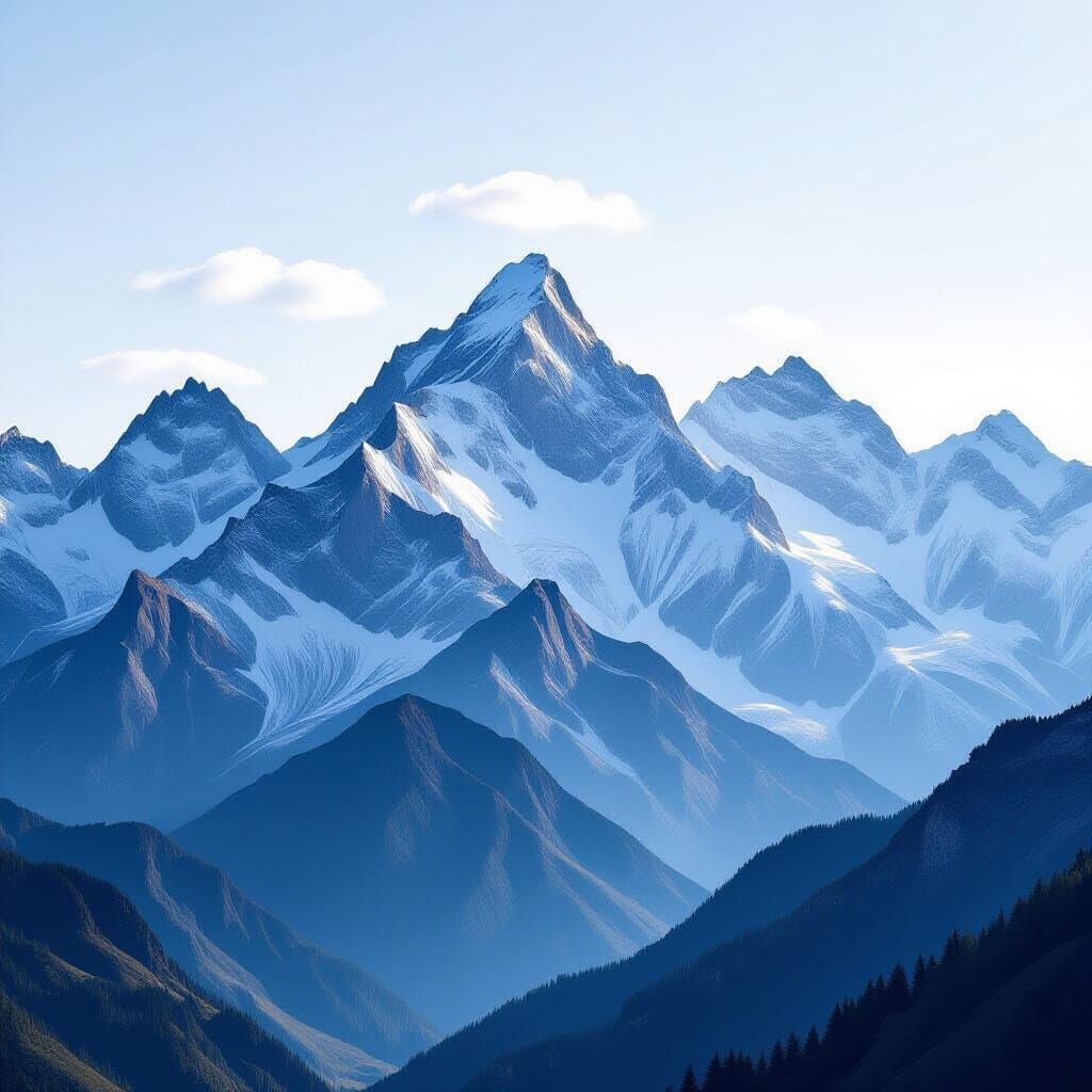 Layered Mountain Landscape with Dramatic Texture