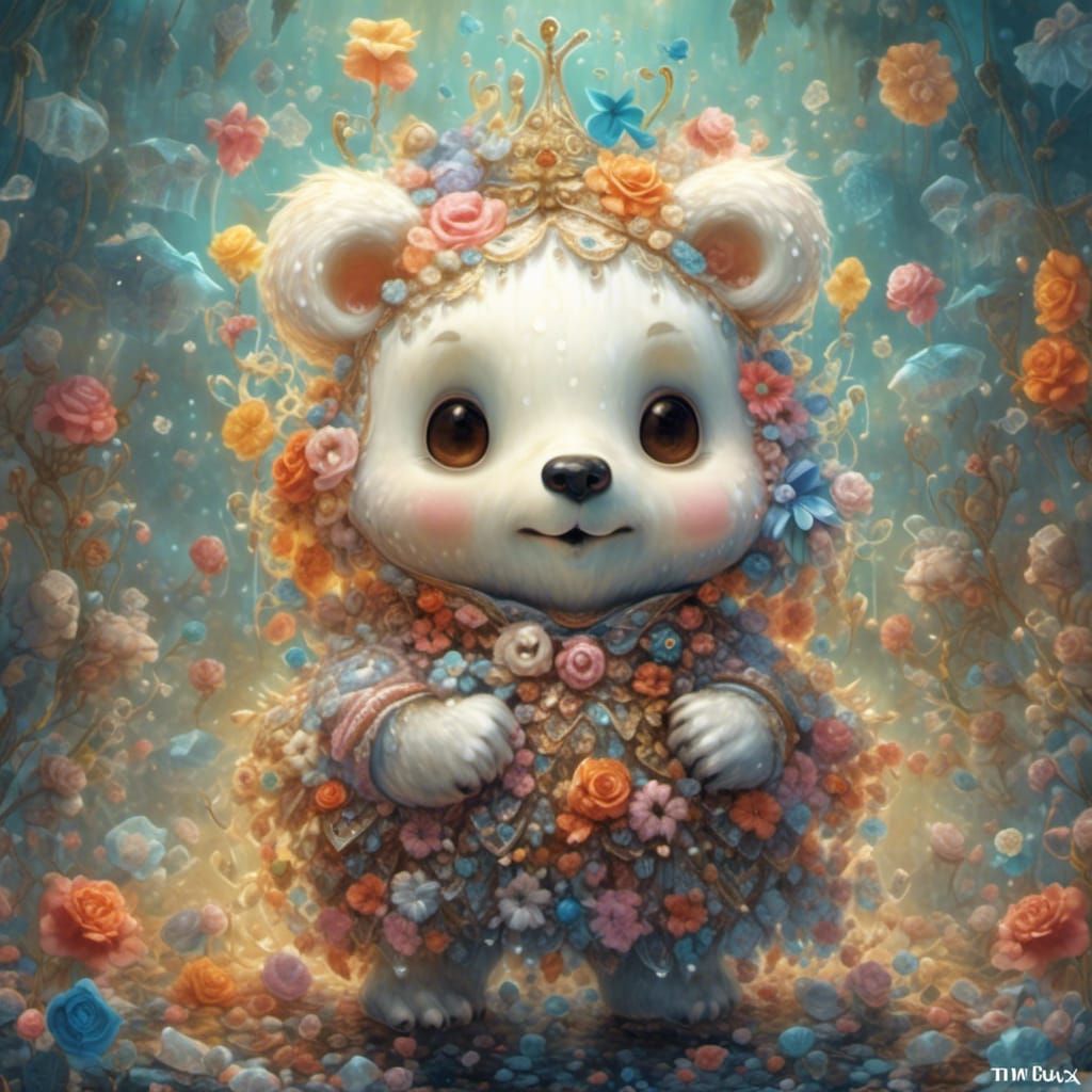 Chibi Ghost Bear Portrait in Hyperreal Style