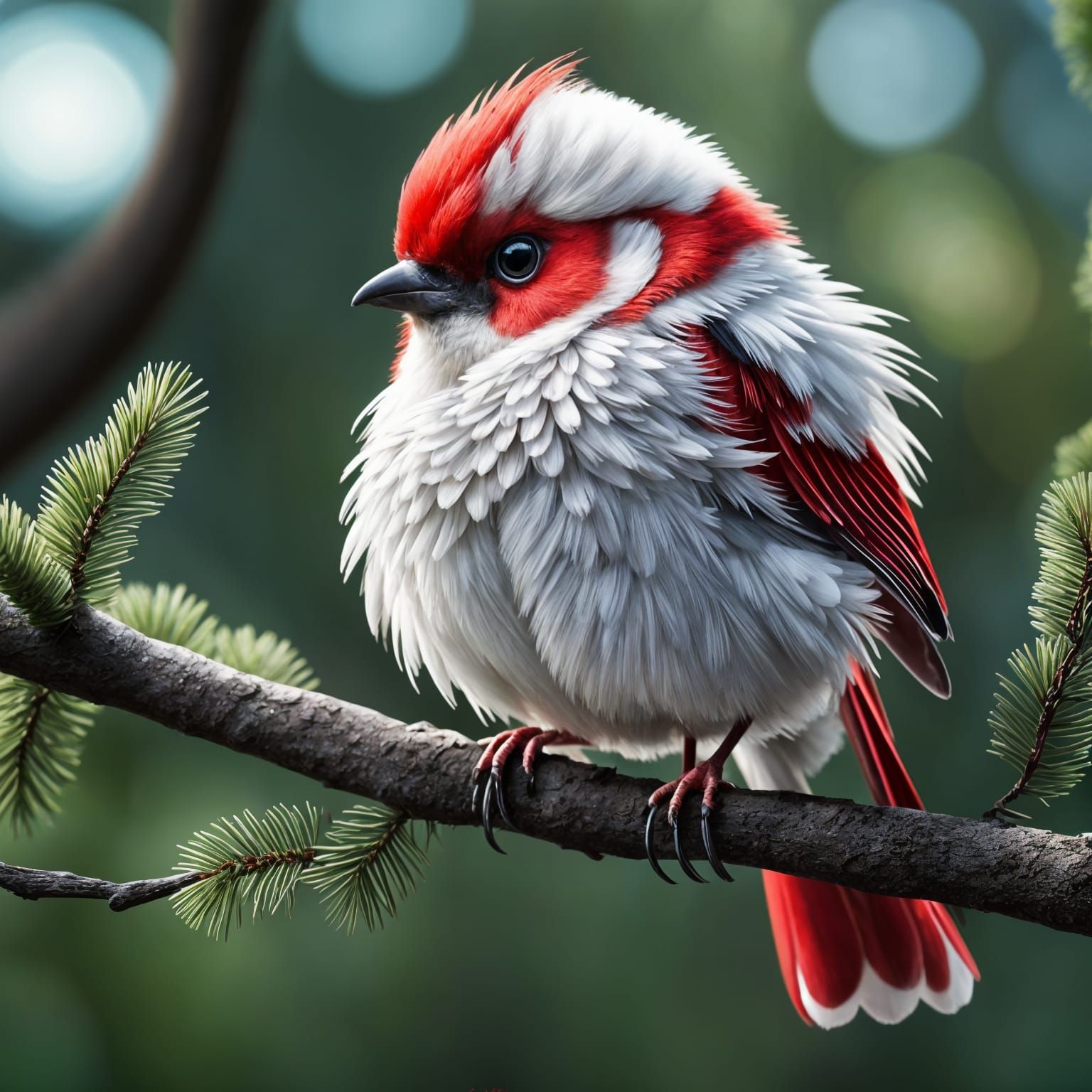 Adorable Fluffy Baby Bird in a Wildflower Garden