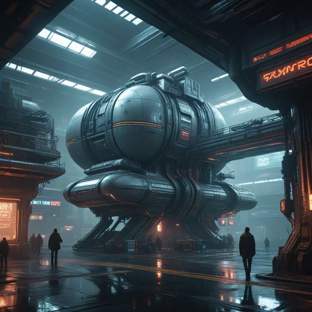 Babylon 5: Cyberpunk Space Station in Gritty, Biomechanical....