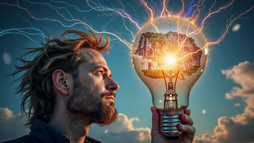 World Inside Lightbulb: Surreal Concept Art