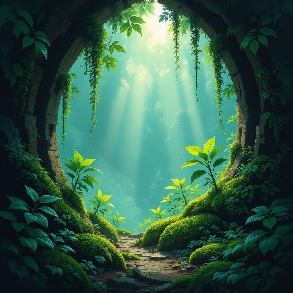 Lush Plants Sprout in Hidden Places: Mystical Dreamscape