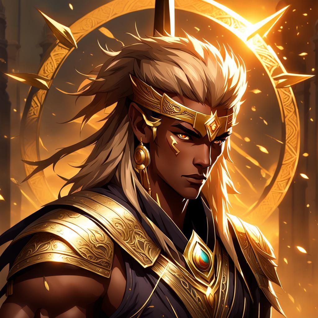 Mysterious Dark Elf Swordfighter in Golden Temple