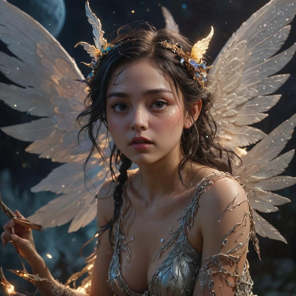 Moonlit Pixies: Small, moon-kissed creatures with glowing wi...